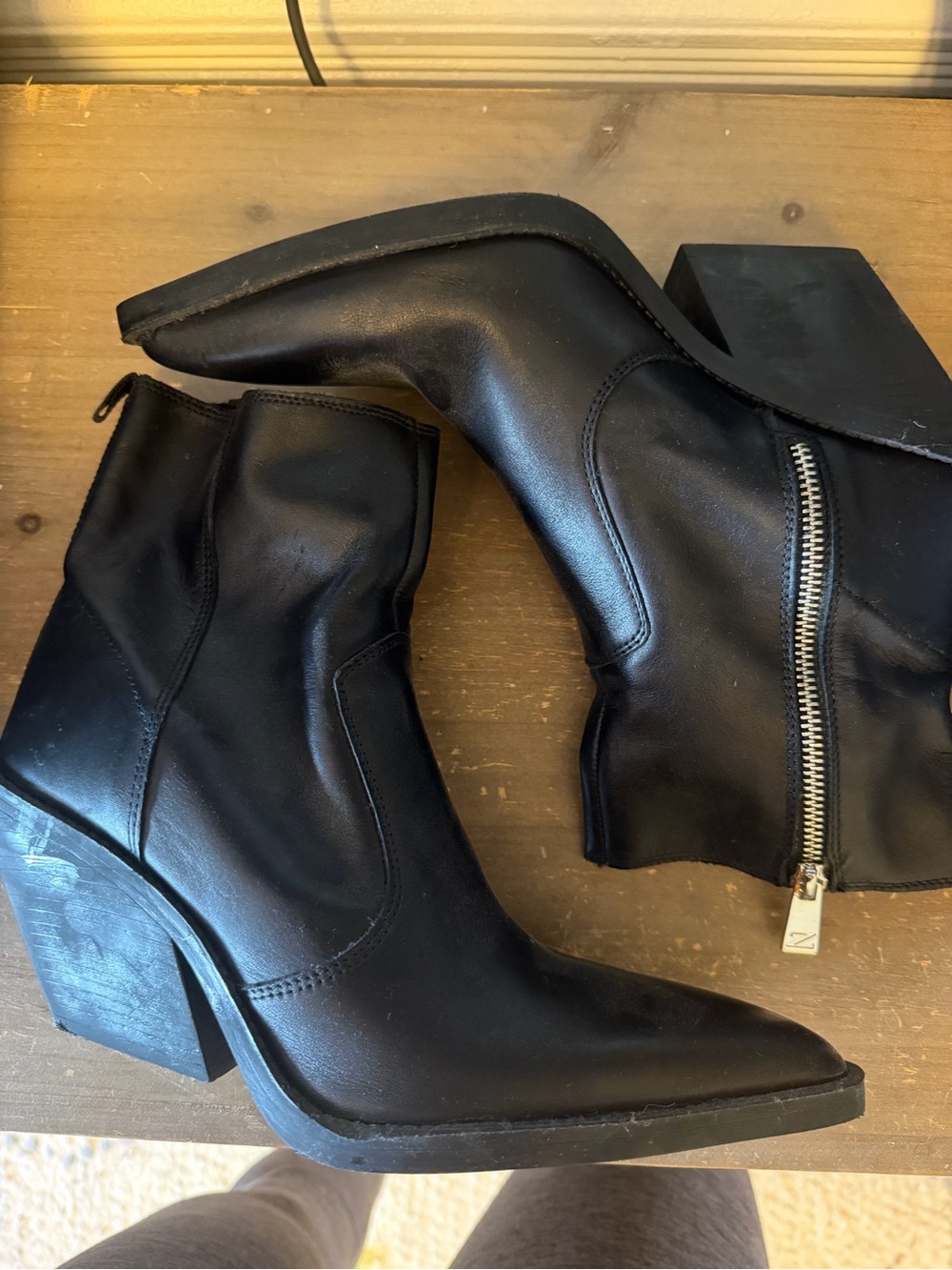 Black Women's Pointed Toe Block Heel Ankle Boots